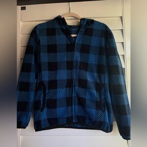 Blue and Black Plaid Fleece Jacket